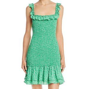 LIKELY Nina Smocked Floral Mini Dress In Green